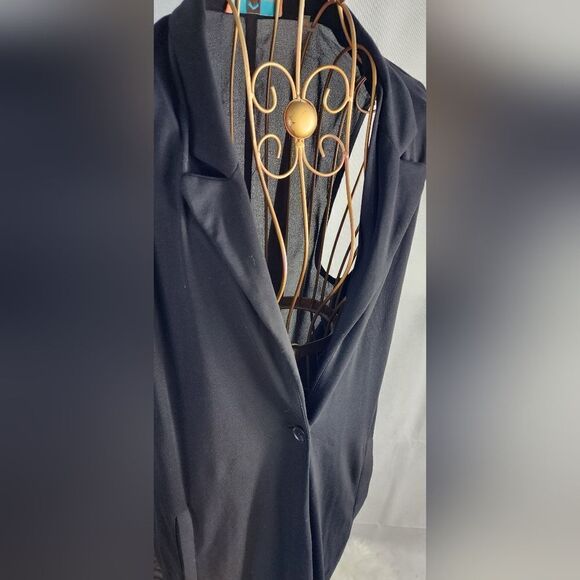 Patrizia Luca Milano Sheer Back Tie Back Sleeveless Notched Collar Long Vest - Picture 2 of 9